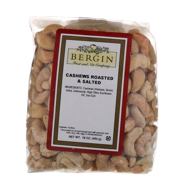 Bergin Fruit and Nut Company, 구운 캐슈넛, 소금에 절인 캐슈, 454g(16oz)