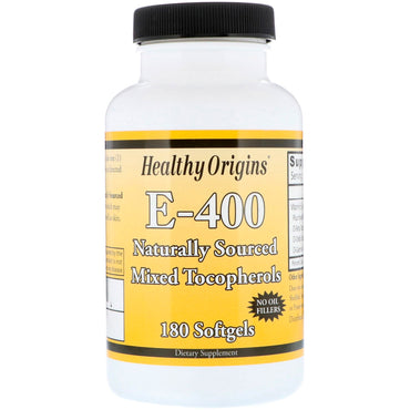 Healthy Origins, E-400, 180 cápsulas blandas