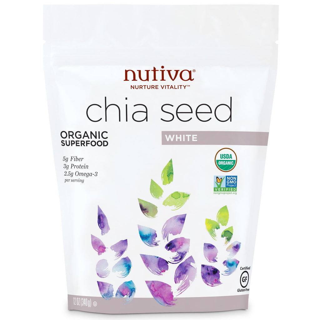 Nutiva, Nutiva、スーパーフード、チアシード、ホワイト、12 oz (340 g)