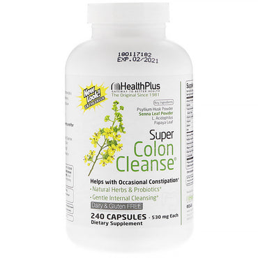 Health Plus Inc., Súper limpieza de colon, 530 mg, 240 cápsulas
