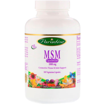 Paradise Herbs, MSM, 1.000 mg, 180 vegetariske kapsler
