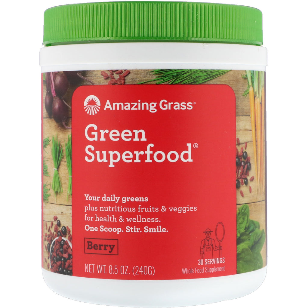 Amazing Grass, Green Superfood, Jagoda, 8,5 uncji (240 g)