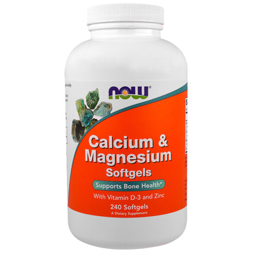 Now Foods, calcium et magnésium, avec vitamine D-3 et zinc, 240 gélules