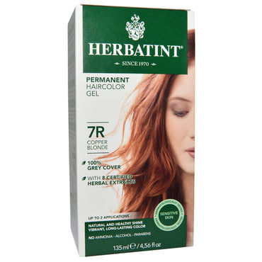 Herbatint, Permanent Haircolor Gel, 7R, Copper Blonde, 4.56 fl oz (135 ml)