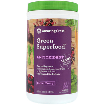 Iarbă uimitoare, superaliment verde, antioxidant, fructe de pădure dulci, 14,8 oz (420 g)
