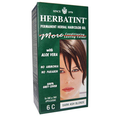 Herbatint, Permanent Herbal Haircolor Gel, 6C, Dark Ash Blonde, 4.56 fl oz (135 ml)