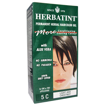 Herbatint, Permanentes Pflanzen-Haarfärbegel, 5C, helles Aschekastanie, 4,56 fl oz (135 ml)