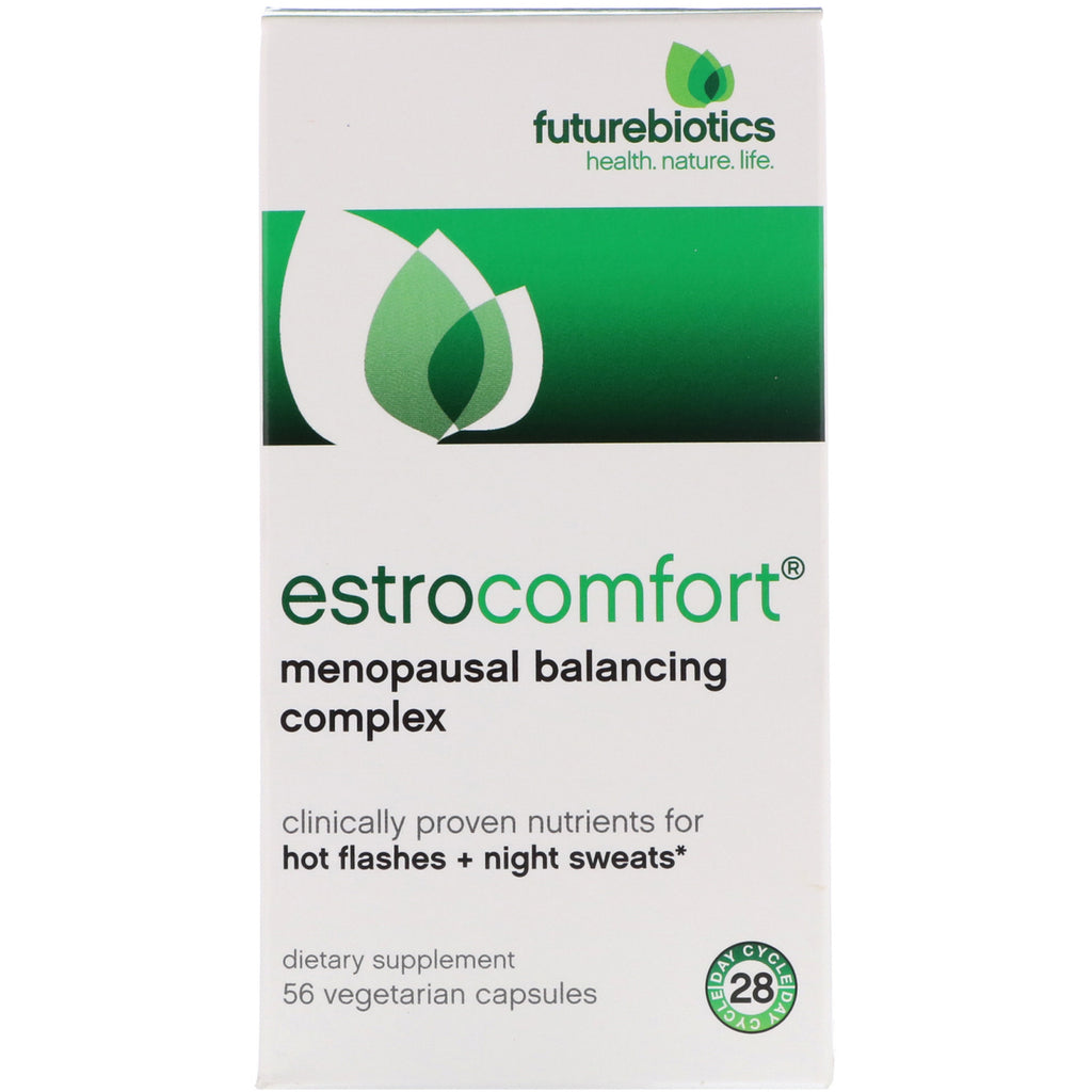 Futurebiotics, estrocomfort, complexo de equilíbrio da menopausa, 56 cápsulas vegetarianas