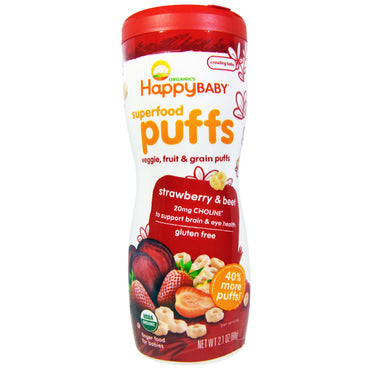 (Happy Baby) s Superfood Puffs الفراولة والبنجر 2.1 أونصة (60 جم)