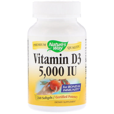 Nature's Way, Vitamine D3, 5000 UI, 240 gélules