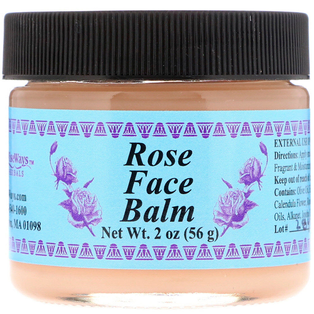 WiseWays Herbals, LLC, Bálsamo facial de rosas, 2 oz (56 g)
