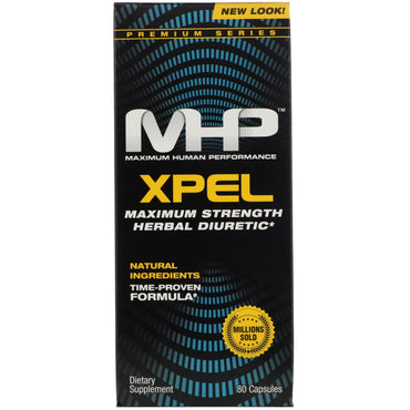 Maximum Human Performance, LLC, Xpel, diurétique à base de plantes de force maximale, 80 gélules