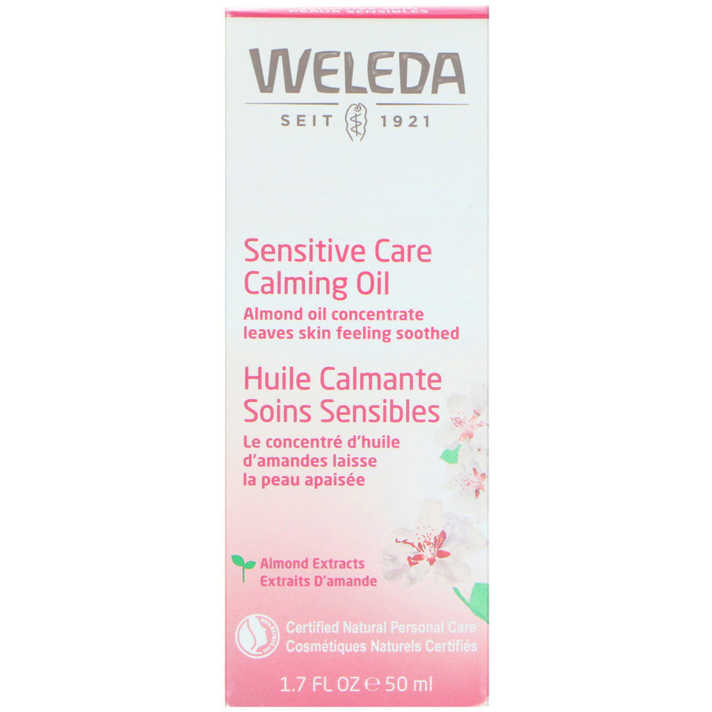 Weleda, Sensitive Care Calming Oil, mandelekstrakter, sensitiv hud, 1,7 fl oz (50 ml)