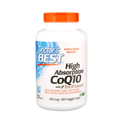 Doctor's Best, CoQ10 de alta absorción con BioPerine, 400 mg, 180 cápsulas vegetales