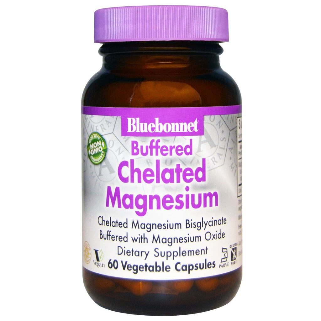 Nutrizione Bluebonnet, magnesio chelato tamponato, 60 capsule vegetali