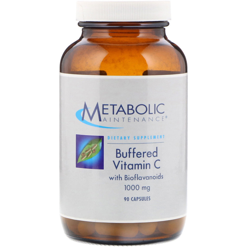 Metabolsk vedlikehold, bufret vitamin C med bioflavonoider, 1000 mg, 90 kapsler