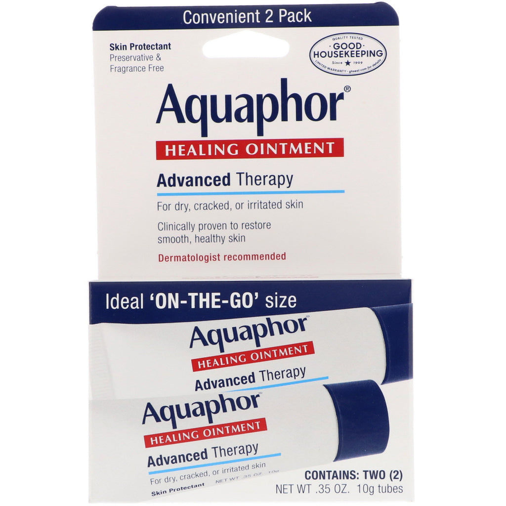 Aquaphor, unguento curativo, protettivo per la pelle, 2 tubi, 10 g (0,35 oz) ciascuno