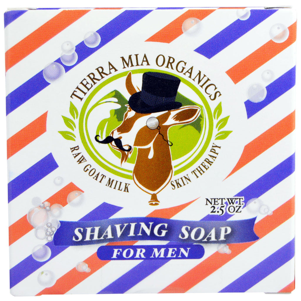 Tierra Mia s, terapia per la pelle al latte di capra crudo, sapone da barba per uomo, 2,5 oz