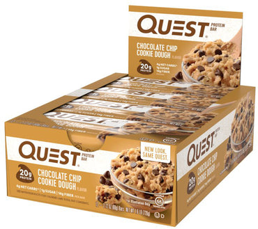 Quest Nutrition Barra de proteínas Massa de biscoito com pedaços de chocolate 12 barras 60 g (2,12 onças) cada