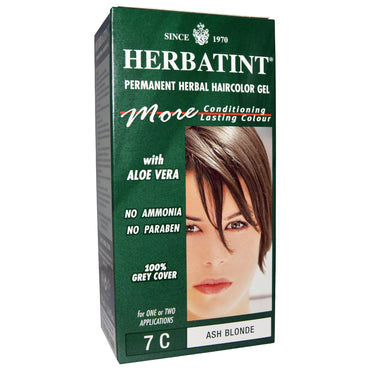Herbatint, gel permanent pentru culoarea părului pe bază de plante, 7C, blond cenușă, 4,56 fl oz (135 ml)
