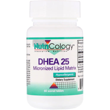 Nutricology, Dhea 25, mikronisierte Lipidmatrix, 60 Tabletten mit Bruchkerbe