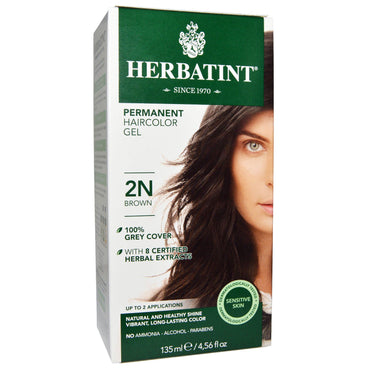 Herbatint, Gel de coloración permanente para el cabello, 2N, marrón, 4,56 fl oz (135 ml)