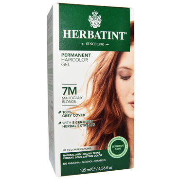 Herbatint, gel pentru colorarea părului permanent, 7M, blond mahon, 4,56 fl oz (135 ml)