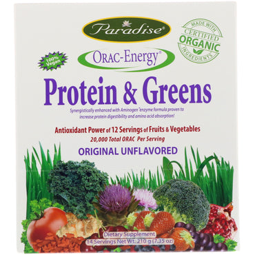 Paradise Herbs, ORAC-Energy, Proteine ​​& Greens, 14 pachete, 0,53 oz (15 g)