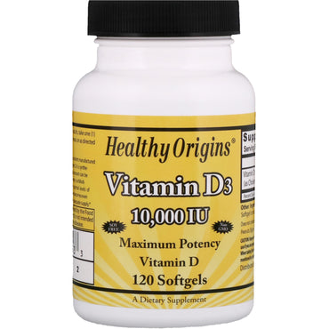 Hälsosamt ursprung, vitamin d3, 10 000 iu, 120 mjukgeler
