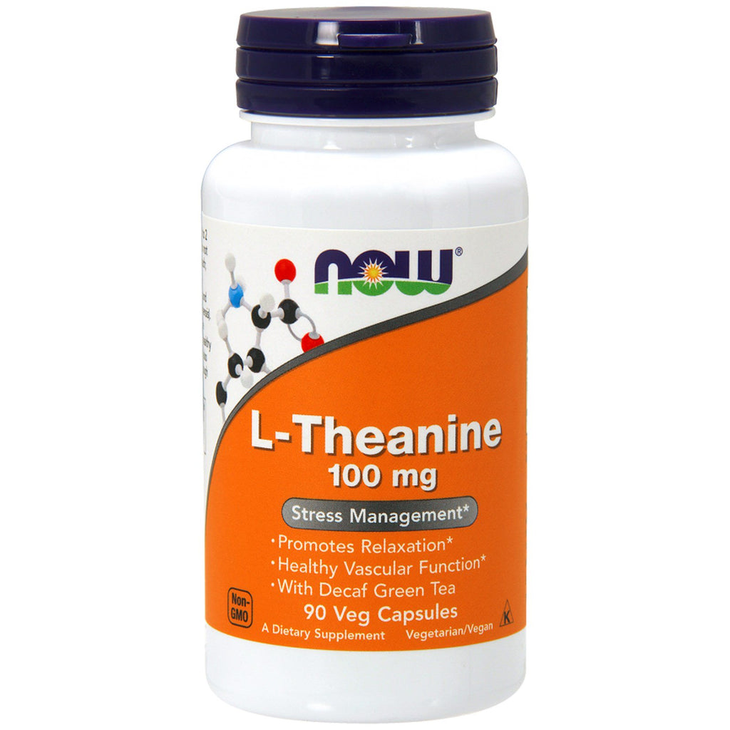 Now Foods, L-Theanine, 100 mg, 90 vegetabilske kapsler