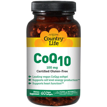 कंट्री लाइफ़, CoQ10, 100 मिलीग्राम, 120 शाकाहारी सॉफ़्टजैल