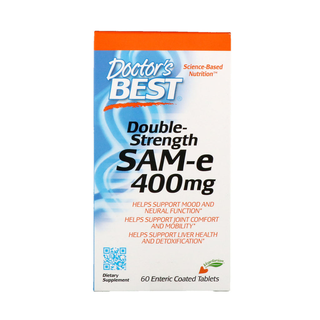 Doctor's Best, SAM-e, doble potencia, 400 mg, 60 tabletas con recubrimiento entérico