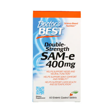 Doctor's Best, SAM-e, Dupla Força, 400 mg, 60 Comprimidos com Revestimento Entérico