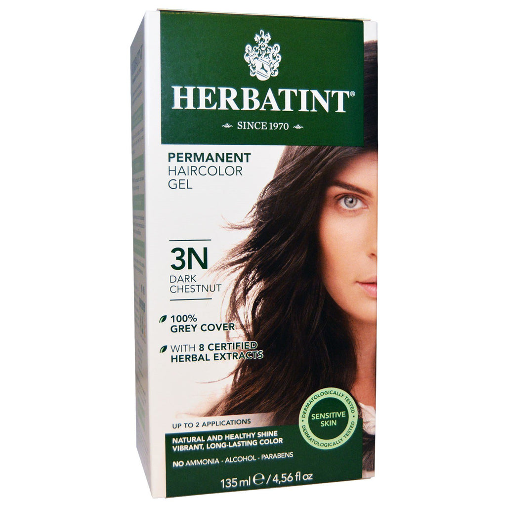 Herbatint, permanent hårfärg, 3N, mörk kastanj, 4,56 fl oz (135 ml)