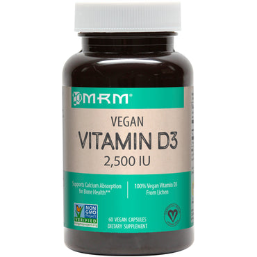 MRM, Vitamine D3 végétalienne, 2 500 UI, 60 capsules végétaliennes