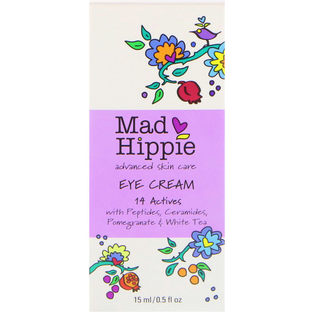 Mad Hippie hudvårdsprodukter, ögonkräm, 14 aktiva, 0,5 fl oz (15 ml)