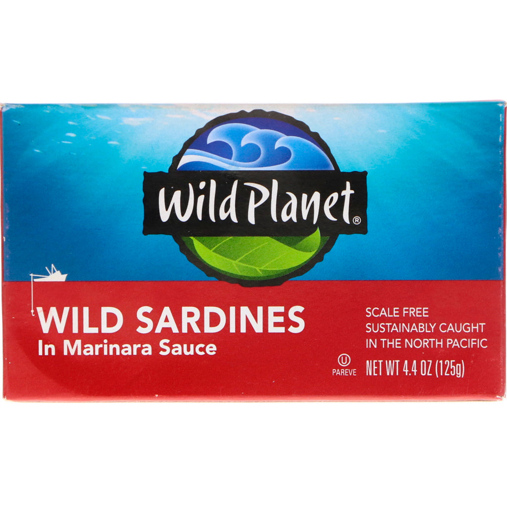 Wild Planet, Sardinas salvajes en salsa marinara, 4,4 oz (125 g)