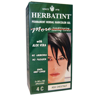 Herbatint, パーマネント ハーバル ヘアカラー ジェル、4C、アッシュチェストナット、4.56 fl oz (135 ml)