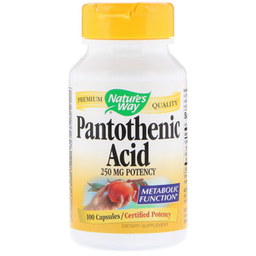 Nature's Way, Acide pantothénique, 250 mg, 100 gélules