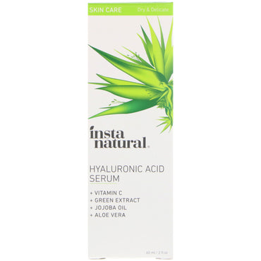 InstaNatural, Sérum de Ácido Hialurônico com Vitamina C, Sérum Facial Antirrugas, Antienvelhecimento, 60 ml (2 fl oz)