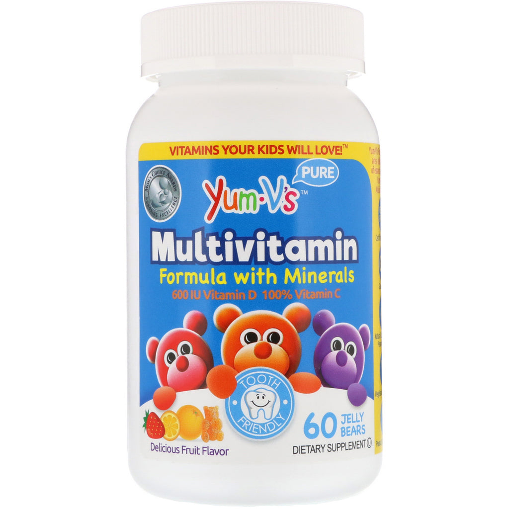 Yum-V's, multivitamineformule met mineralen, heerlijke fruitsmaak, 60 Jelly Bears