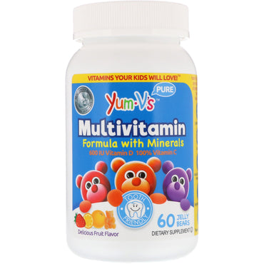 Yum-V, multivitaminformel med mineraler, deilig fruktsmak, 60 gelébjørner