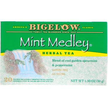 Bigelow, Herbal Tea, Mint Medley, Caffeine Free, 20 Tea Bags, 1.30 oz (36 g)
