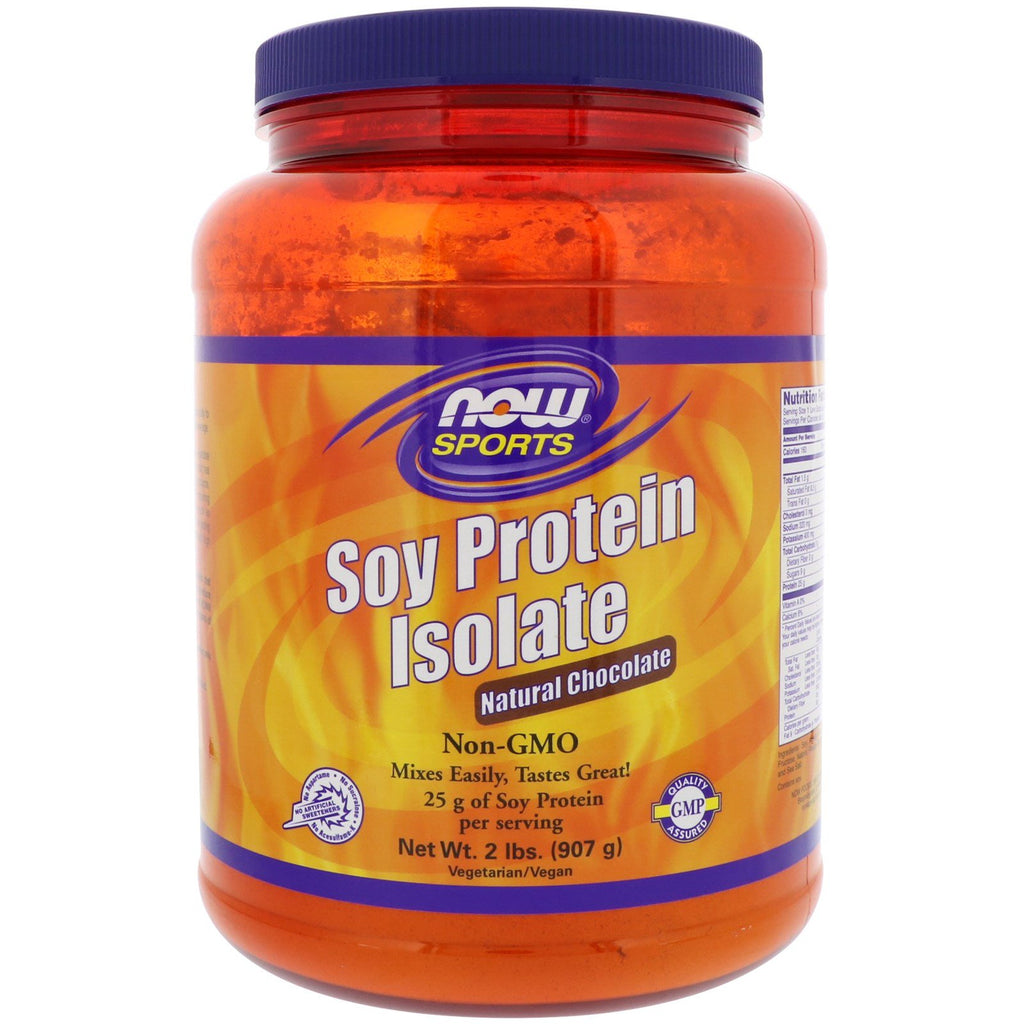 Now Foods, Sport, izolat de proteine ​​din soia, pudră, ciocolată naturală, 2 lb (907 g)