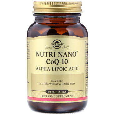 Solgar, ácido alfa lipoico nutri-nano coq-10, 60 cápsulas blandas