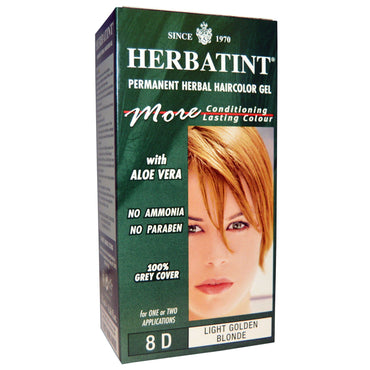 Herbatint, ג'ל צבעי שיער קבוע צמחי, 8D, בלונד זהוב בהיר, 4.56 פל אונקיות (135 מ"ל)