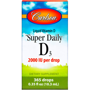 Carlson Labs, スーパー デイリー D3、2,000 IU、0.35 液量オンス (10.3 ml)