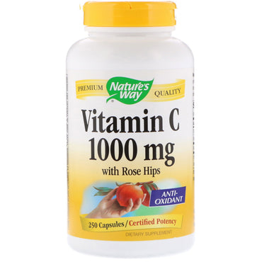 Nature's Way, Vitamina C com Rosa Mosqueta, 1.000 mg, 250 Cápsulas