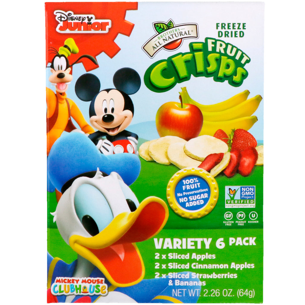 Brothers-All-Natural Fruit-Crisps Disney Junior Paquete variado, paquete de 6, 2,26 oz (64 g)
