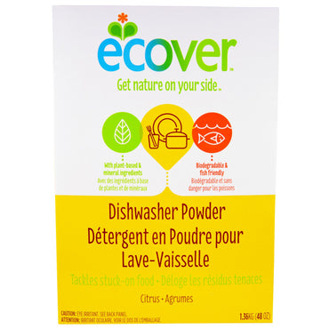 Ecover, مسحوق غسالة الأطباق، برائحة الحمضيات، 48 أونصة (1.36 كجم)
